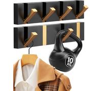 NKHATC Collegamento delle pareti, Folding Black Gold Coat Hooks - Watertight Adhesive No Drill Installation,Also for Balcony，Kitchen。(Black gold,4 Hooks)