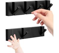 NKHATC Collegamento delle pareti, Folding Black Gold Coat Hooks - Watertight Adhesive No Drill Installation,Also for Balcony，Kitchen。(Black,4 Hooks)