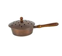 NKlaus Ø 13cm bruciatore d'incenso in metallo color rame con manico in legno bruciatore d'incenso modalità operativa grande carboncino d'incenso su sabbia per incenso erbe resine extra light 3285