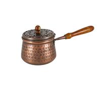 NKlaus Ø 7cm bruciatore d'incenso in rame con manico in legno bruciatore d'incenso antico modalità carbone d'incenso su sabbia per incenso erbe resine extra light 3290
