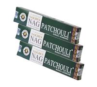 NKlaus 3 bastoncini di incenso Golden Nag Patchouli da 45 g - incenso arrotolato a mano con profumo sensuale e terroso, per 3 relax, pulizia e armonia della stanza