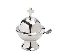 NKlaus barca nichelata con cucchiaio a croce porta incenso argento Deco 7559