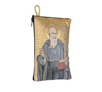 NKlaus Borsa rosario 10 x 15 cm - San Benedetto con asta a croce e libro, custodia ricamata in oro con chiusura lampo e passante per il trasporto