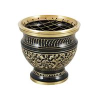 NKlaus Bruciatore d'incenso a motivo nero - oro ottone con griglia 9cm Bruciatore d'incenso Bruciatore d'incenso su sabbia 4011