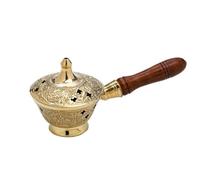 NKlaus bruciatore d'incenso con manico in legno per incenso miscela d'incenso bruciatore d'incenso ottone oro solido fatto a mano decorazione esoterica 7538
