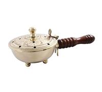 NKlaus bruciatore d'incenso con manico in vero legno ottone nichelato Ø 9cm per incenso carboncino bruciatore d'incenso fatto a mano 2179