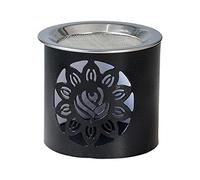 NKlaus bruciatore d'incenso ferro con motivo floreale nero H 6cm tea light con setaccio per incenso 10926