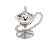 NKlaus bruciatore d'incenso in ottone nichelato alto 10cm per incenso carboncino erbe con cuore bruciatore d'incenso fatto a mano 2955