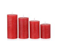 NKlaus Candele dell'Avvento rustiche color vinaccia, set da 4 pezzi, Ø 6 cm, candele in cera per decorazioni natalizie, corona dell'Avvento e decorazione da tavolo, lunga durata