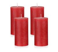 NKlaus Candele dell'Avvento rustiche color vinaccia, set da 4 pezzi, Ø 6 x 12 cm, candele in cera per decorazioni natalizie, corona dell'Avvento e decorazione da tavolo, lunga durata