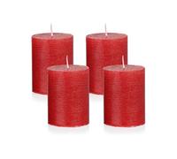 NKlaus Candele dell'Avvento rustiche color vinaccia, set da 4 pezzi, Ø 6 x 8 cm, candele in cera per decorazioni natalizie, corona dell'Avvento e decorazione da tavolo, lunga durata