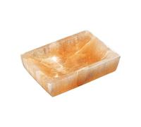 NKlaus Ciotola in selenite arancione, 12 cm, rettangolare, per la pulizia di pietre curative e gioielli, in pietra naturale, per meditazione, Reiki ed esoterismo
