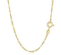 NKlaus Collana 45cm Figaro 3+1 catene a cordoncino ø argento 925 placcato oro giallo 1,3mm 15093