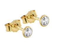 NKlaus coppia di orecchini a calice da 4 mm in oro giallo 375 orecchini in oro 9 carati cristallo zircone bianco 2605