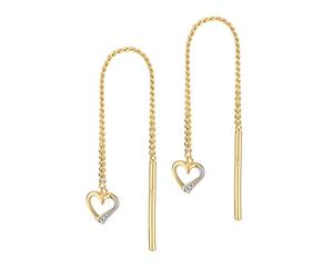 NKlaus coppia di orecchini a catena con cuore pendente in oro giallo 333 da 36mm bicolore lucido 9572