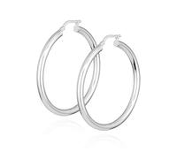 NKlaus Coppia di orecchini a cerchio in argento 925, rotondi, 3 mm di larghezza, eleganti orecchini da donna, senza tempo, eleganti e versatili, 25mm, Argento sterling