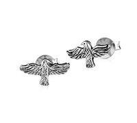 NKlaus Coppia di orecchini a perno celtici Odin's Ravens in argento 925 Hugin & Munin 3031