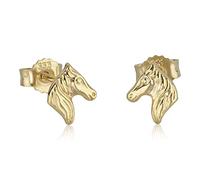 NKlaus coppia di orecchini a perno testa di cavallo 333 oro giallo 8 carati 5,1mm amuleto cavallo 4183