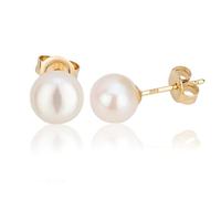 NKlaus coppia di orecchini con perle d'acqua dolce da 7,5mm in oro giallo a 8 carati 2147