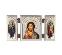 NKlaus - Gesù Cristo - icona trittico cristiano - Legno viaggio altare iconografia 16628