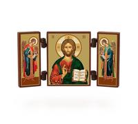 NKlaus - Gesù Cristo - Trittico di icone cristiane - Spasitel - legno d'altare da viaggio 36177