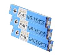 NKlaus Golden Nag Reiki Energy - 3 bastoncini di incenso da 45 g - incenso arrotolato a mano dall'India - Profumo energizzante per meditazione, Reiki, Yoga