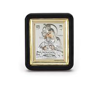 NKlaus Icona Madre di Dio di Pochaev in cornice nera con vetro 7x6 immagine di culto 11334