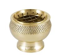 NKlaus incensiera in ottone massiccio con setaccio estraibile Ø6cm incensiera oro per incenso erbe e resine alta 5cm decorazione 2175