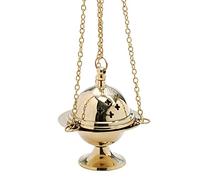 NKlaus incensiere con catena 15cm ciotola interna brucia incenso ottone decorazione oro nuovo 7587