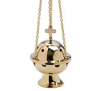 NKlaus incensiere con catena a croce 50cm bruciatore d'incenso morbido ottone 7591