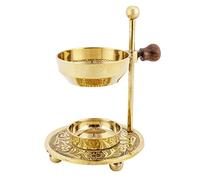 NKlaus incensiere ottone dorato con setaccio e manico in legno bruciatore d'incenso altezza regolabile tea light incenso erbe 4015