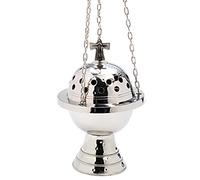 NKlaus incensiere ottone nichelato con catena a croce 85cm grande incensiere da appendere argento per incenso7623