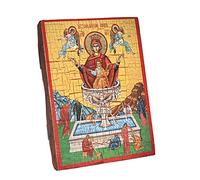 NKlaus La fonte della vita, icona cristiana in legno massiccio 16x12,5 fatta a mano 37017