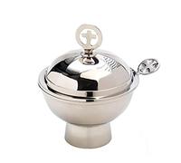 NKlaus Navetta con croce e cucchiaio sfaccettato bruciatore d'incenso decorazione argento 7575