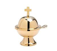 NKlaus Navetta con cucchiaio a croce incensiere ottone decorazione oro 7560