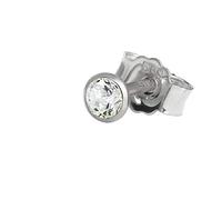NKlaus Orecchini a perno singolo 3,0mm oro bianco 585 oro 14 carati orecchino cristallo zircone bianco 2073