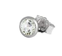 NKlaus Orecchini a perno singolo 5,0mm oro bianco 585 14 carati Uomo Orecchino cristallo zircone bianco 2076