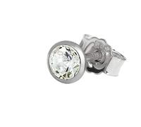 NKlaus orecchino a perno singolo oro bianco 585 orecchino in oro 14 carati cristallo zircone bianco 2074