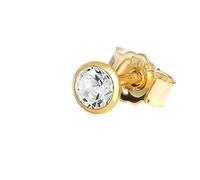 NKlaus orecchino singolo a perno 3,5mm oro giallo 585 oro 14 carati orecchino cristallo zircone bianco 1766