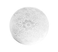 NKlaus Piastra di selenite 14,5 cm con incisione Mandala - Piastra di energia per pulizia, meditazione e decorazione spirituale, ideale per cristalli e rituali 16589