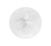 NKlaus Piatto rotondo in selenite inciso con albero della vita Yin Yang | La piastra è adatta per la meditazione e la pulizia dei cristalli
