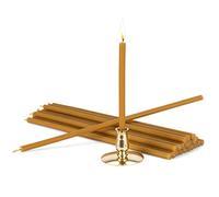 NKlaus - Portacandele con candele a bastoncino giallo senza goccia L 24,5cm cera d'api Premium 40106