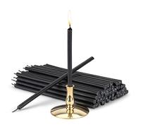 NKlaus - Portacandele con candele a bastoncino nero senza gocciolamento L 16cm candela rituale in paraffina 40008