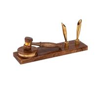 NKlaus Portapenne e martello giudice in legno/ottone, 22,5 x 6 x 7 cm, set da ufficio marittimo, decorativo 15986