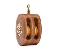 NKlaus Rotolo marittimo a doppio blocco, 9,5x4,5x4,2cm, in legno e ottone. Perfetto per decorazioni marittime o come carrucola 11513
