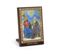 NKlaus - Santa Trinità - Icona di legno 6x8cm cristiano - iconografia religiosa 1079