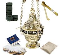 NKlaus Set 14 pz. bruciatore d'incenso in oro carbone pinze per incenso sabbia incenso carbone 40670