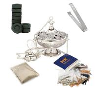 NKlaus set completo di bruciatori d'incenso 14 pezzi con incenso, resine, pinze per carboncini d'incenso 40599