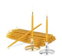 NKlaus - Set di 2 portacandele + candele 100% cera d'api L 16cm fatte a mano 40072