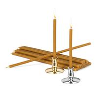 NKlaus - Set di 2 portacandele + candele a bastoncino da 200g giallo antigoccia L 24,5cm cera d'api 40108